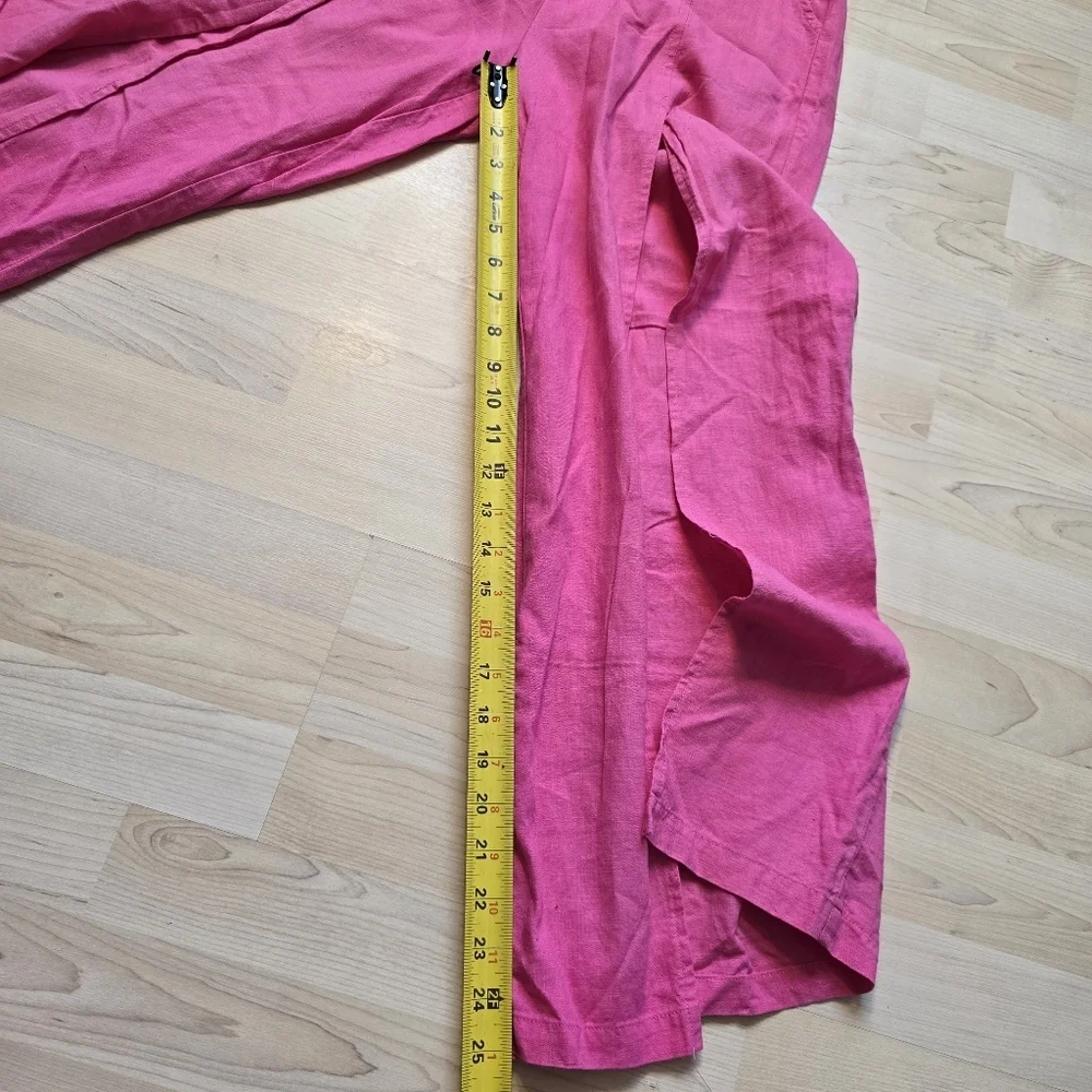 H/G Linen Blend Split Front Leg Pink Beach Pants Size Medium